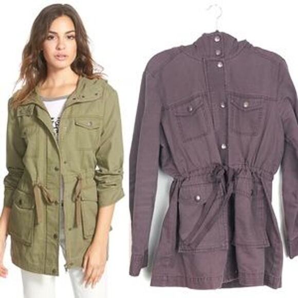 Nordstrom's bp Muted Maroon Hooded Field Utility Cargo Jacket Size Small - Picture 1 of 16